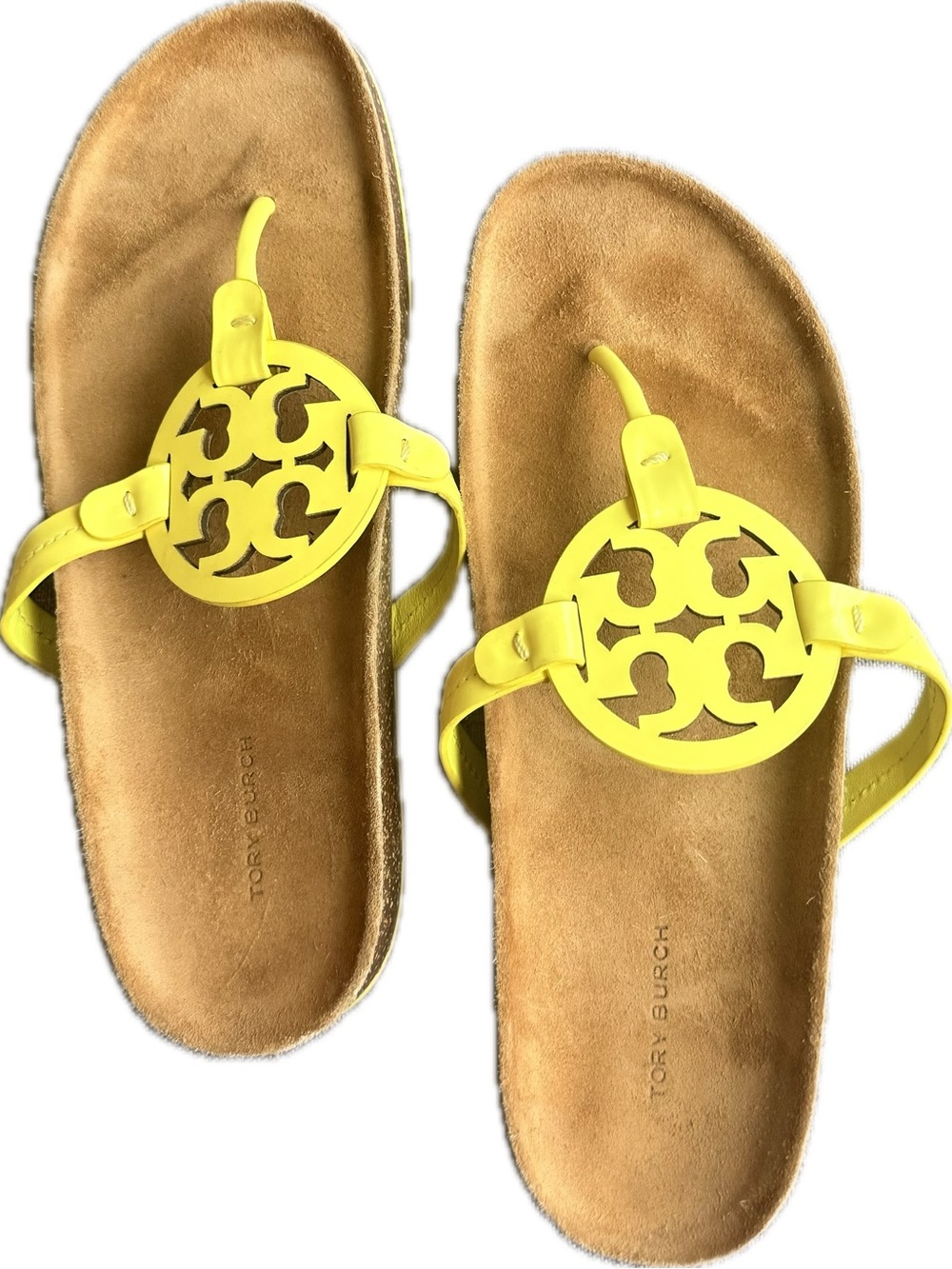 Tory Burch Yellow Logo Thong Sandals